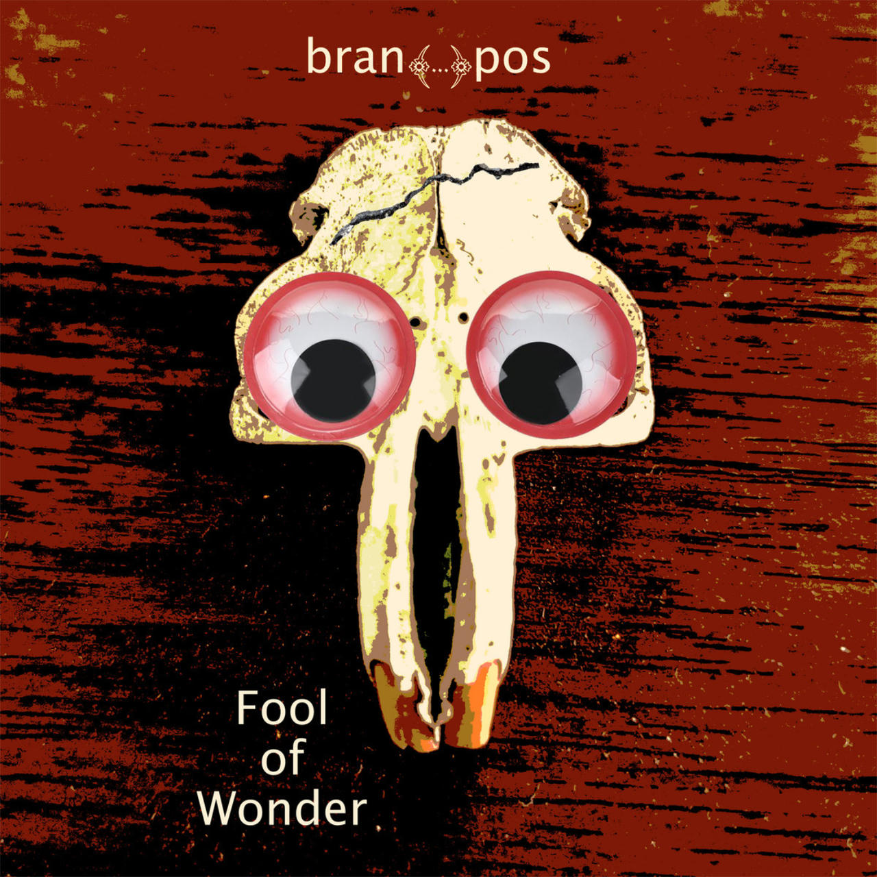 A cartoonish gopher skull with googly eyes on a red backdrop