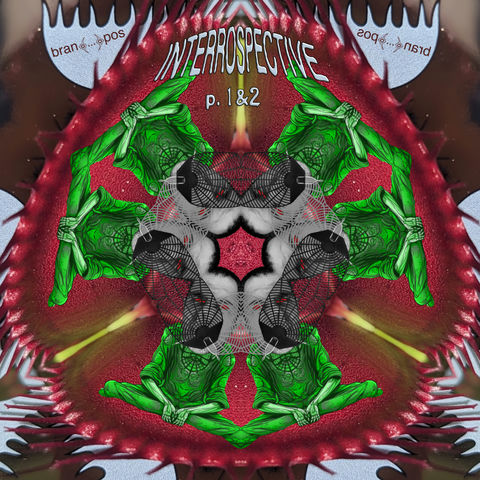 The artwork features a psychedelic cyclical sprawl of meditating brans wearing fly-swatter face masks while seated on the open and waiting mouths of Dionaea Muscipula (venus flytrap).